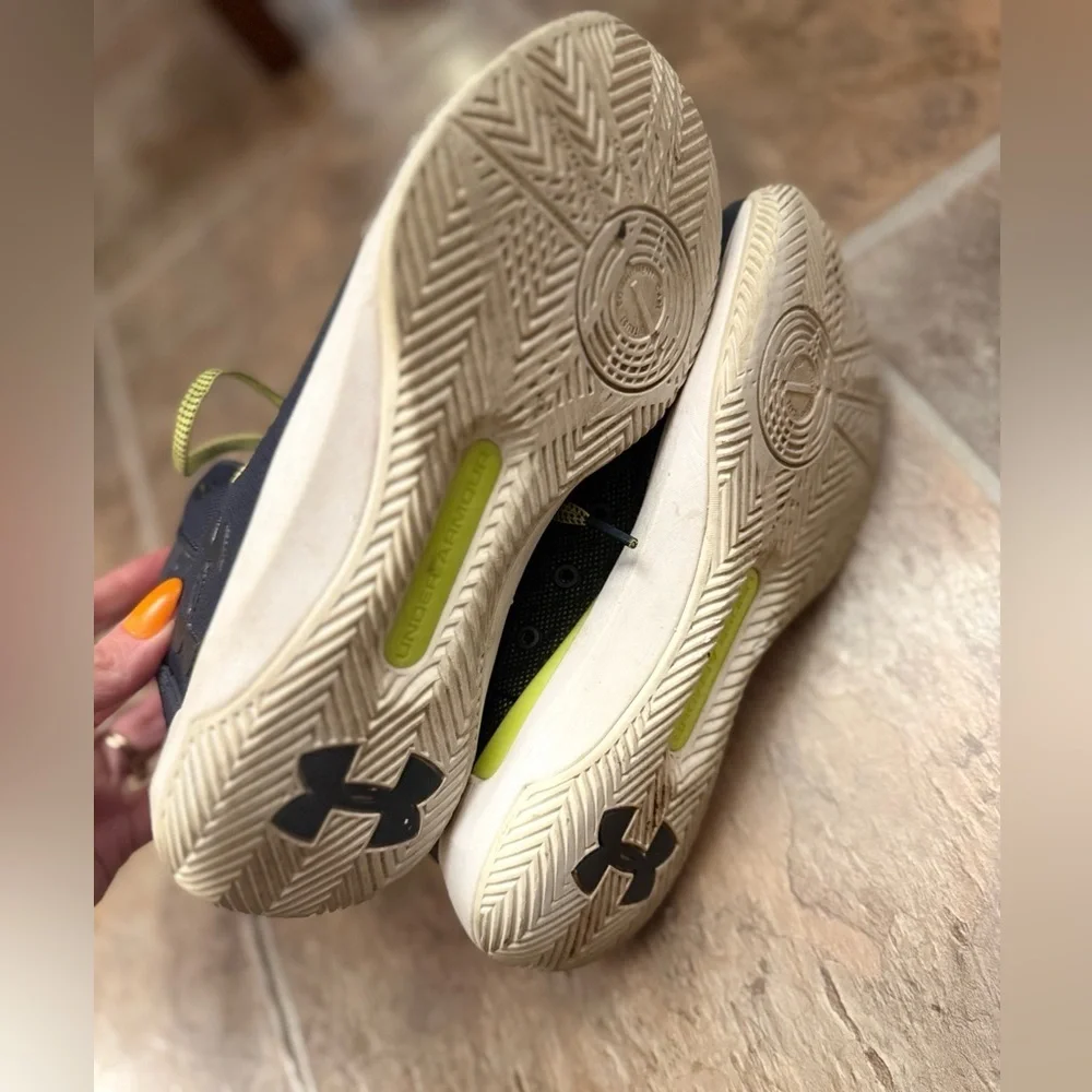 ❤️Under Armour Stephen Curry SC High-Top Basketball Shoes Navy Lime Sneakers